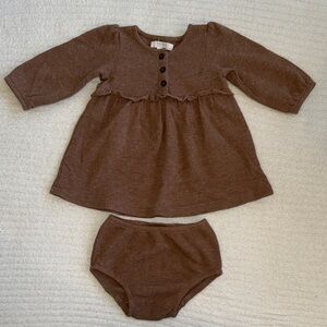 2-Piece Brown Baby Dress and Bloomers set